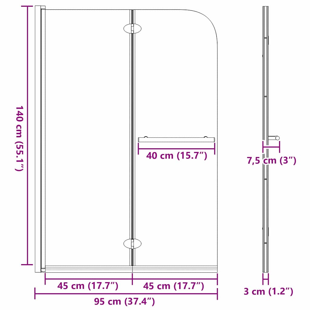 Douche Omhulsel Zwart Esg-Glas En Aluminium
