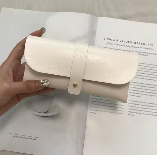 Brillenkoker Zacht Leer Dames wit/creme